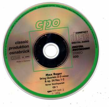 3CD Max Reger: Complete String Quartets