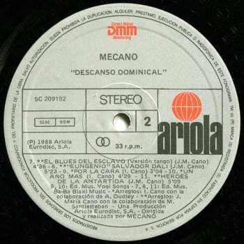 LP Mecano: Descanso Dominical