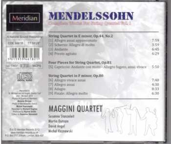CD Felix Mendelssohn-Bartholdy: Complete Works For String Quartet Vol. 1