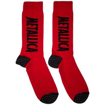 Merch Metallica: Metallica Unisex Ankle Socks: Stressed Logo (red) (uk Size 6 - 11) UK Size 6 - 11