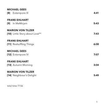 SACD Michael Gees: Secret key masters Extempore