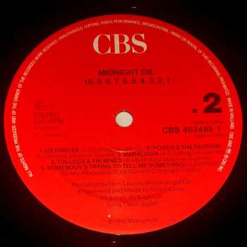 LP Midnight Oil: 10, 9, 8, 7, 6, 5, 4, 3, 2, 1