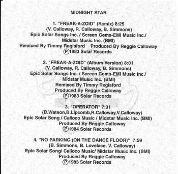 CD Midnight Star: Freak-A-Zoid / Operator / No Parking (On The Dance Floor)