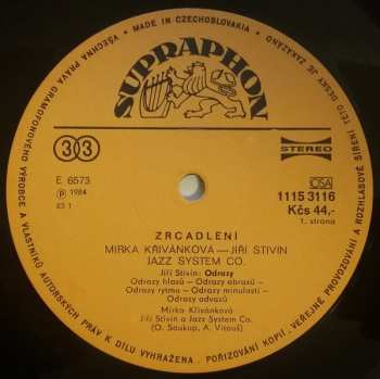 LP Jiří Stivín & Co. Jazz System: Zrcadlení = Reflections