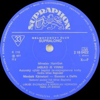 LP Miroslav Horníček: Jablko Je Vinno