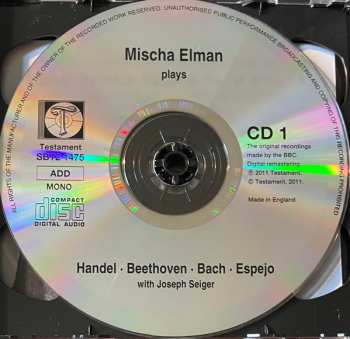 2CD Mischa Elman: BBC Radio Recitals - Recorded 1961 - Published For The First time
