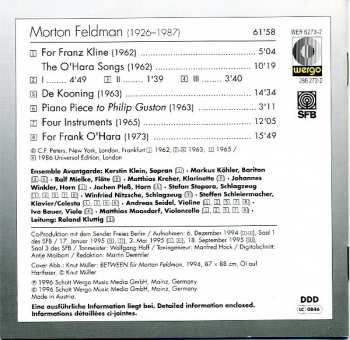 CD Morton Feldman: For Franz Kline · For Frank O'Hara · De Kooning · Piano Piece To Philip Guston