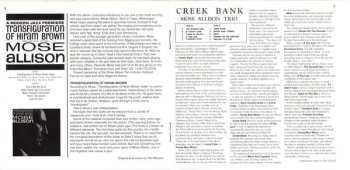 2CD Mose Allison: Transfiguration Of Hiram Brown; Creek Bank; I Love The Life I Live; V-8 Ford Blues; Young Man Mose