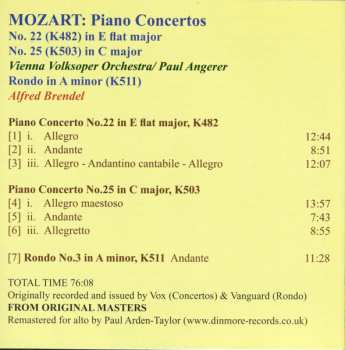 CD Wolfgang Amadeus Mozart: Piano Concertos 22 & 25 Etc.