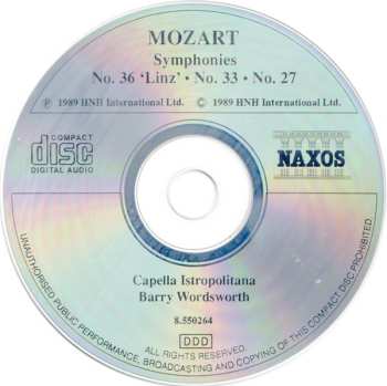 CD Wolfgang Amadeus Mozart: Symphony No. 36 'Linz' / Symphonies Nos. 33 And 27