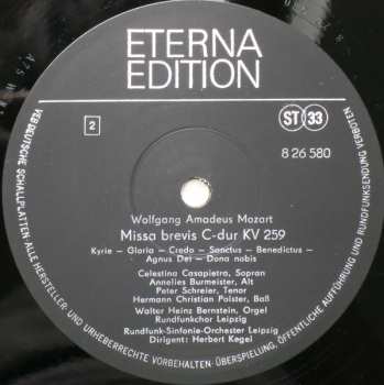 LP Wolfgang Amadeus Mozart: Missa Brevis F-dur KV 192 / Missa Brevis C-dur KV 259