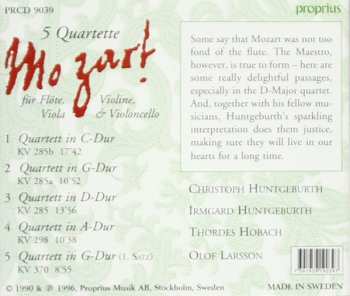 CD Wolfgang Amadeus Mozart: 5 Quartette Für Flöte, Violine, Viola & Violoncello
