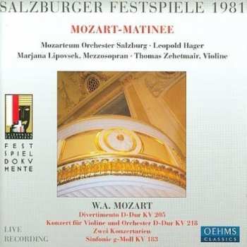 CD Mozart / Lipovsek / Zehetmair / Hager: Salzburg Festival 1981