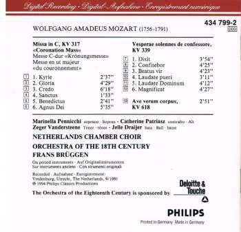 CD Wolfgang Amadeus Mozart: Coronation Mass • Vesperae Solennes De Confessore • Ave Verum Corpus