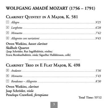 CD Wolfgang Amadeus Mozart: Clarinet Quintet, K. 581 / "Kegelstatt" Trio, K. 498