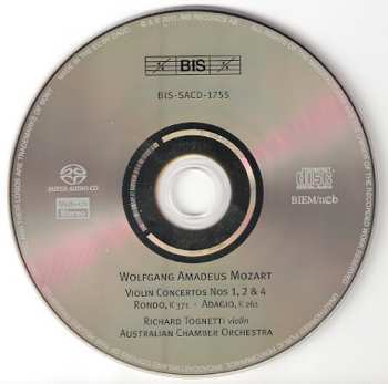 SACD Wolfgang Amadeus Mozart: Violin Concertos 1, 2 & 4 · Rondo In C · Adagio In E