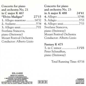 CD Wolfgang Amadeus Mozart: Concerto For Piano And Orchestra No. 21 In C Major K 467 "Elvira Madigan" / Concerto For Piano And Orchestra No. 23 In A Major K 488 / Fantasy K 475