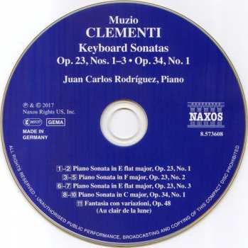 CD Muzio Clementi: Keyboard Sonatas Op. 23, Nos. 1-3; Op. 34, No. 1
