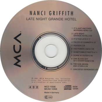 CD Nanci Griffith: Late Night Grande Hotel