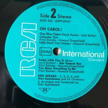 LP Neil Sedaka: Yesterday's Pop Scene - "Oh, Carol!"