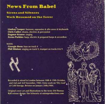 3CD News From Babel: Sirens And Silences / Work Resumed On The Tower / Letters Home
