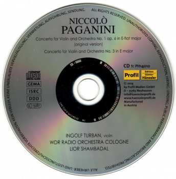 4CD Niccolò Paganini: Concertos for Violin and Orchestra I - IV