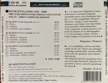 CD Niccolò Paganini: Quartets N. 4 - 5 - 6 For Violin, Viola, Guitar And' Cello