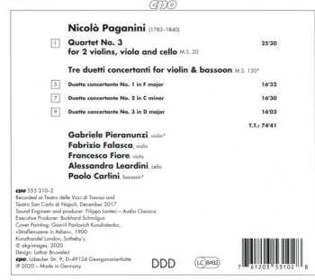 CD Niccolò Paganini: String Quartet No. 3 - Three Duetti Concertanti