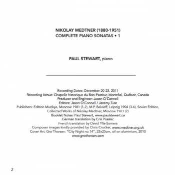 CD Nikolai Medtner: Complete Piano Sonatas · 1