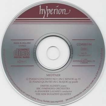 CD BBC Symphony Orchestra: Piano Concerto No 1 In C Minor / Piano Quintet In C Major