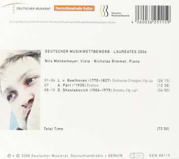 CD Nils Mönkemeyer: Works For Viola and Piano By Beethoven, Pärt And Shostakovich