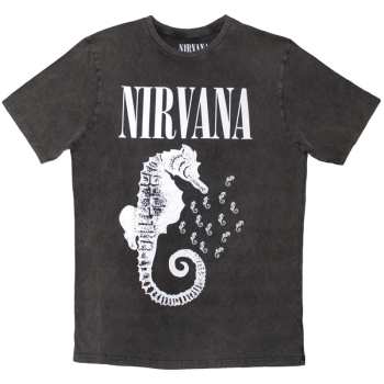 Merch Nirvana: Stone Wash Tričko Seahorse & Logo Nirvana Mono