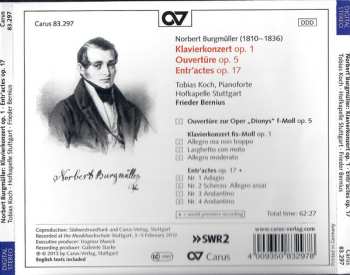 CD Frieder Bernius: Klavierkonzert Op. 1 / Entr'actes Op. 17