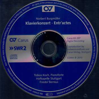 CD Frieder Bernius: Klavierkonzert Op. 1 / Entr'actes Op. 17