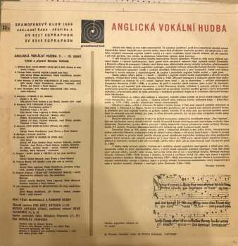 LP Noví Pěvci Madrigalů A Komorní Hudby: Anglická Vokální Hudba XI.-XVI. Století