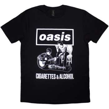 Merch Oasis: Oasis Unisex T-shirt: Cigarettes & Alcohol Illustration Mono (black) (small) S