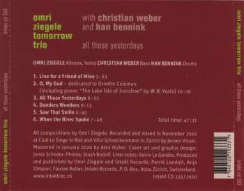 CD Omri Ziegele Tomorrow Trio: All Those Yesterdays
