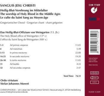 CD Ordo Virtutum: Sanguis Jesu Christi: The Worship Of Holy Blood In The Middle Ages