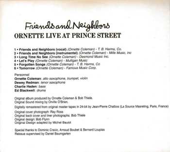 CD Ornette Coleman: Friends And Neighbors (Ornette Live At Prince Street) DIGI