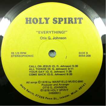 LP Otis G. Johnson: Everything - God Is Love 78