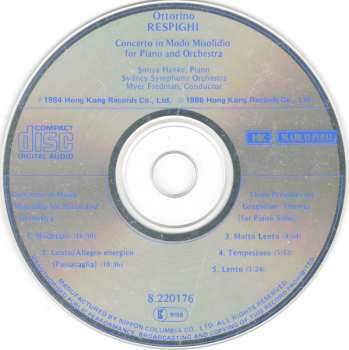 CD Ottorino Respighi: Concerto In Modo Misolidio For Piano And Orchestra / Three Preludes On Gregorian Themes (For Piano Solo)