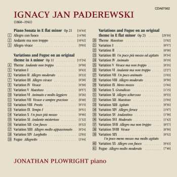 CD Ignacy Jan Paderewski: Piano Sonata • Variations & Fugues Opp 11 & 23