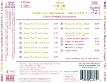 CD Padre Antonio Soler: Sonatas For Harpsichord (Complete) Vol. 3
