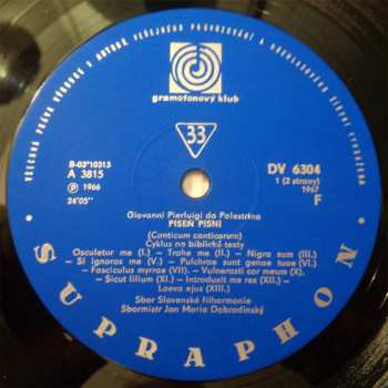 LP Giovanni Pierluigi da Palestrina: Píseň Písní - Canticum Canticorum