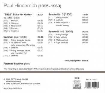 CD Paul Hindemith: "1922" Suite For Piano ; Three Piano Sonatas