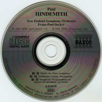 CD Paul Hindemith: Mathis Der Maler Symphony, Nobilissima Visione, Symphonic Metamorphosis