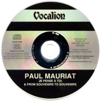CD Paul Mauriat: Je Pense À Toi & From Souvenirs To Souvenirs