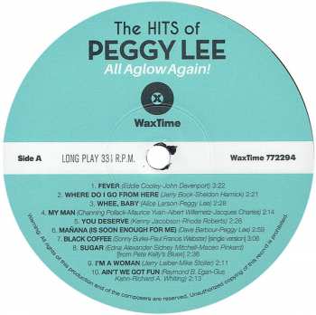 LP Peggy Lee: All Aglow Again - The Hits Of Peggy Lee  LTD