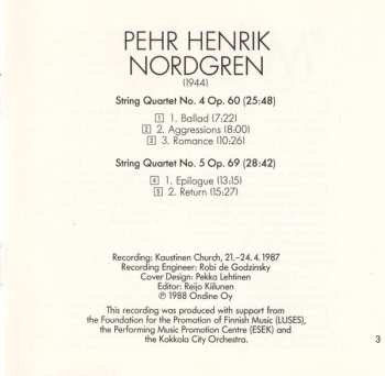 CD Pehr Henrik Nordgren: String Quartets 4 & 5
