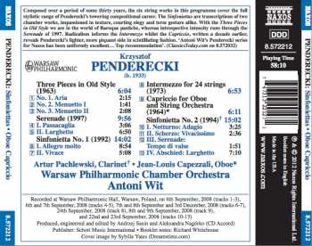 CD Krzysztof Penderecki: Sinfoniettas • Oboe Capriccio / Three Pieces In Old Style • Serenade • Intermezzo